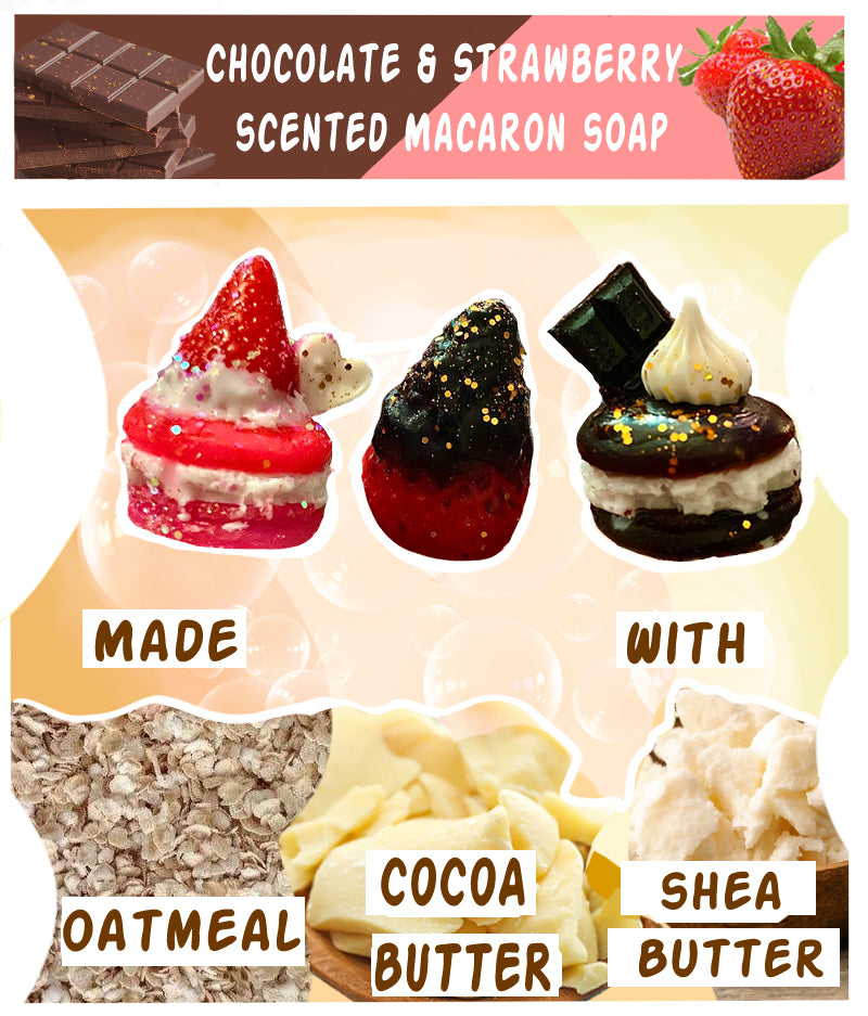Chocolate & Strawberry Macaron Mini Soap Set